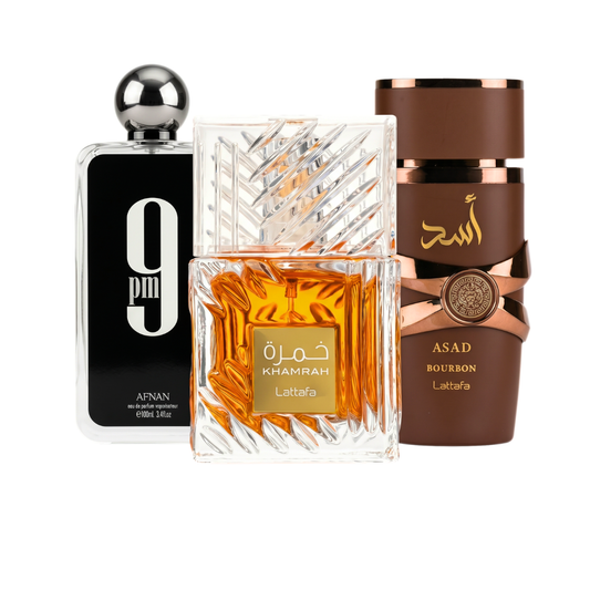 Sada 3 Parfémů | Afnan 9PM + Khamrah + Asad Bourbon 100 ml