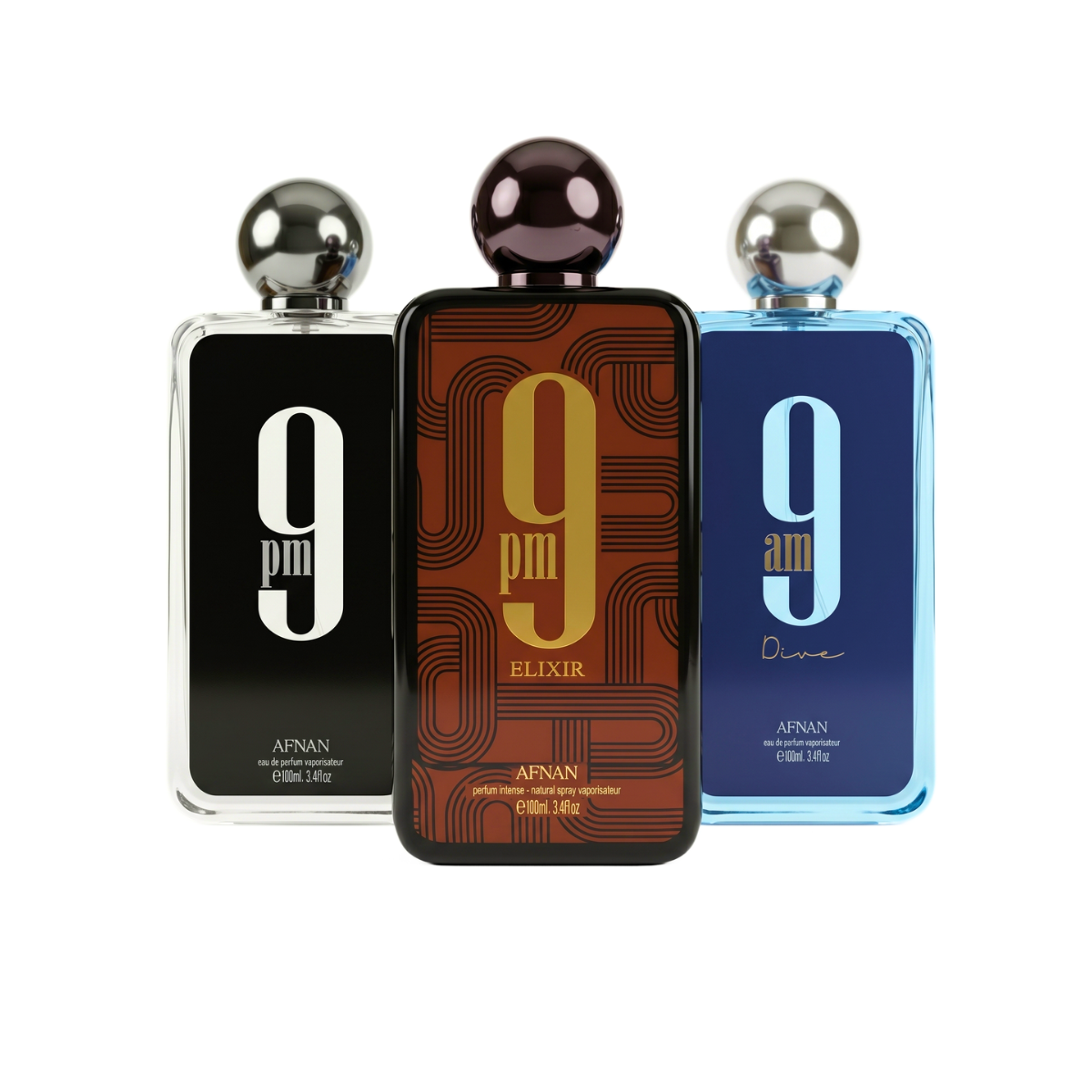 Sada 3 Parfémů | Afnan 9PM + Afnan 9PM Elixir + 9AM Dive 100 ml