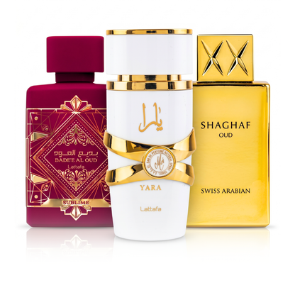 Sada 3 Parfémů | Bade'e Al Oud Sublime + Swiss Arabian Shaghaf Oud + Yara Moi 100 ml