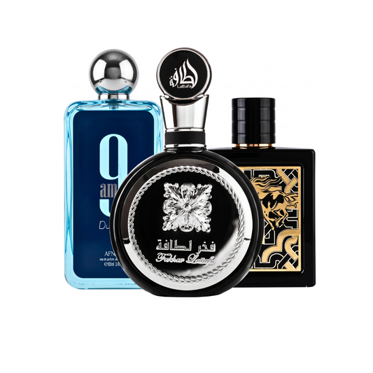 Sada 3 Parfémů | Fakhar Black + 9AM Dive + Qaed Al Fursan 100 ml
