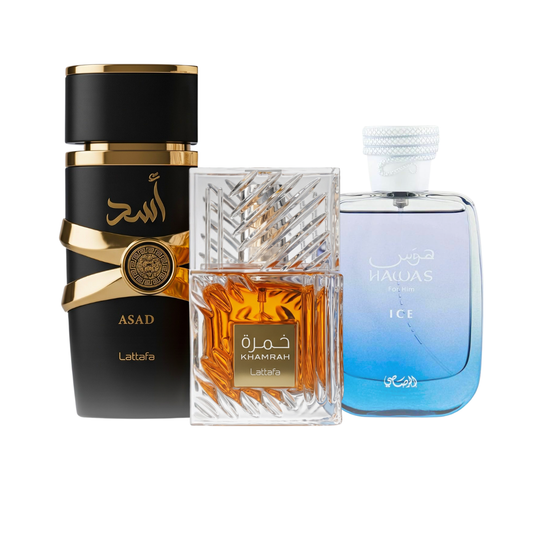 Sada 3 Parfémů | Hawas Ice + Lattafa Asad + Khamrah 100 ml