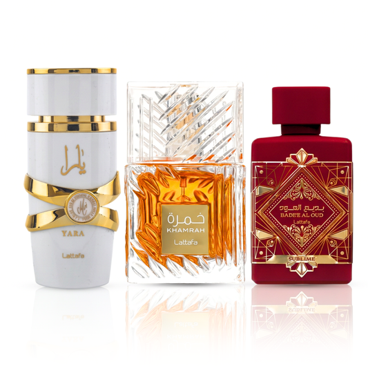 Sada 3 Parfémů | Khamrah + Bade'e Al Oud Sublime + Yara Moi 100 ml